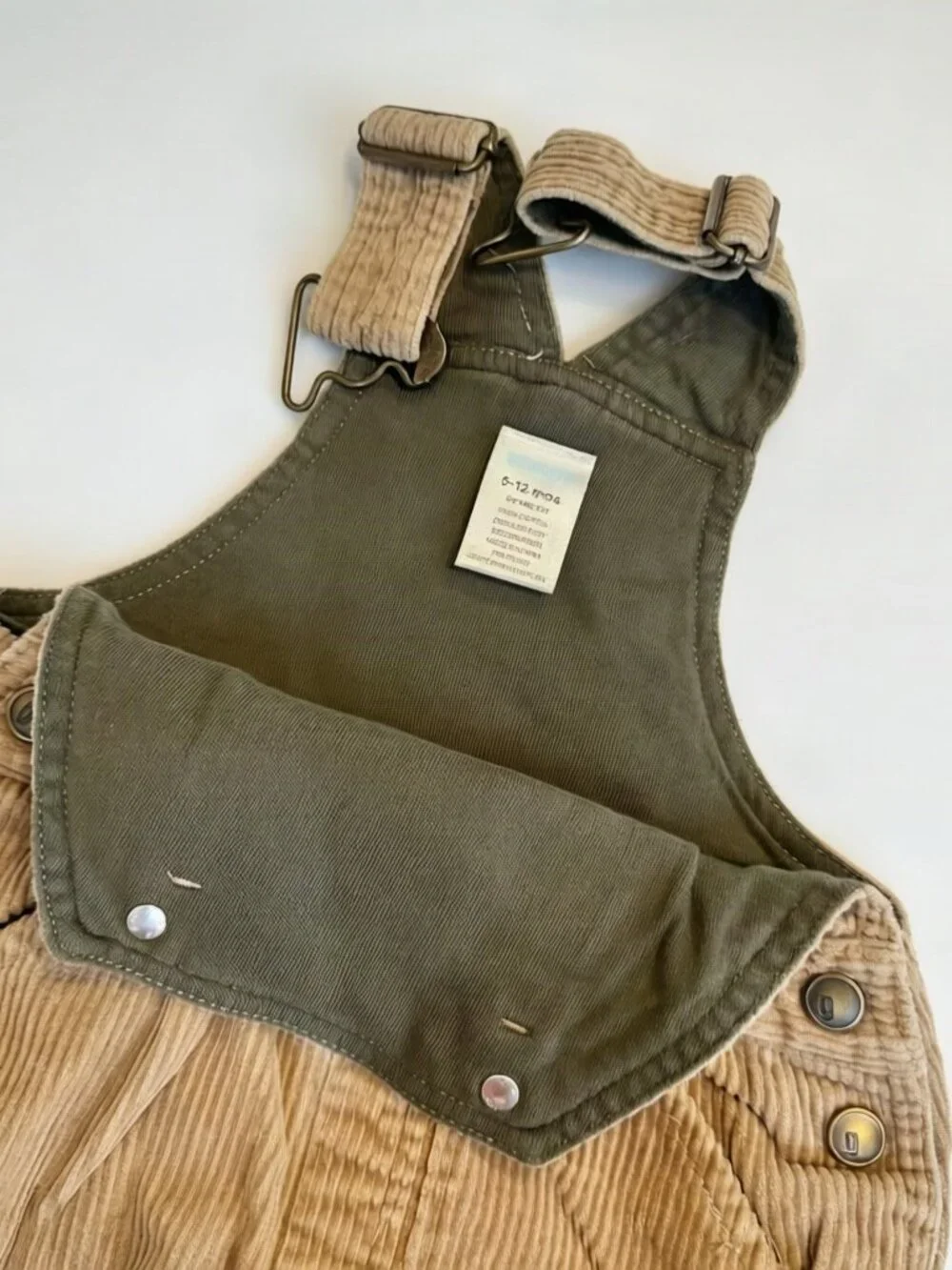Gymboree Tan Corduroy Baby Overalls Dinosaur Patch 6-12M